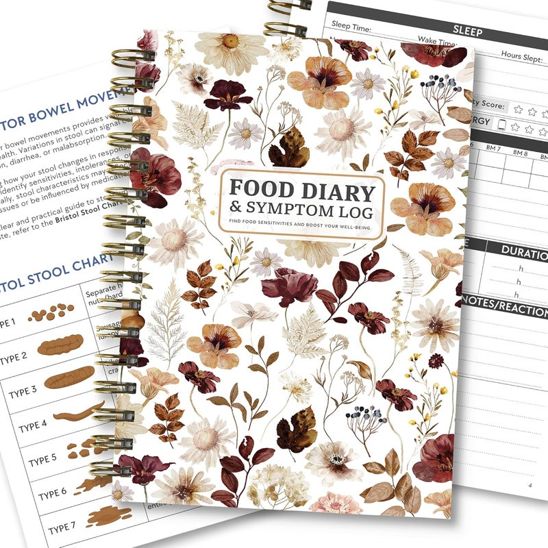 HAMIEW Food Diary and Symptom Log Book for Tracking Meals, Bowel Movements, Sleep, Reactions – Bristol Stool Chart, Notebook Journal for Low FODMAP, IBS, Allergies, Intolerance – Keto, Paleo, Whole30 - Image 1